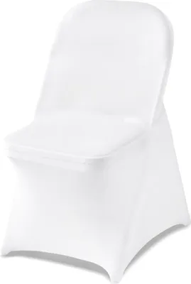 Immagine prodotto di Coprisedie - Set di 150 coprisedie elasticizzati - Lavabili - Elastici in poliestere/Spandex - Per matrimoni e banchetti - Adatti per sedie pieghevoli 45x46x77 cm - Bianchi
