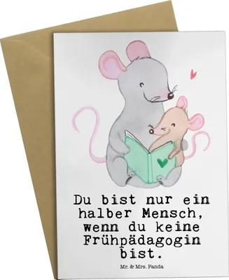 Produktbild von Mr. & Mrs. Panda Glückwunschkarte Frühpädagogin Herz - Weiß - Geschenk, einladungskarten, kommunionskarte, Lustig, weihnachtskarten, Ausbildung, Spruch, Witzig, Grußkarte
