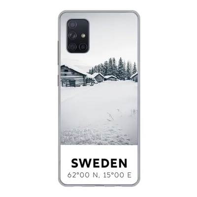 Produktbild von MuchoWow® Handyhülle Schutzhülle Hülle für Samsung Galaxy A71 Schweden - Schnee - Bäume Silikon Softcase Handy Hülle - Kartenbesitzer