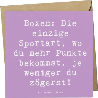 Produktbild von Mr. & Mrs. Panda Glückwunschkarte Spruch Boxen Schnell Entscheiden - Lavendeltraum - Geschenk, Schnelligkeit, Strategie, Klappkarte, anlasskarte, Sportler, Sportarten