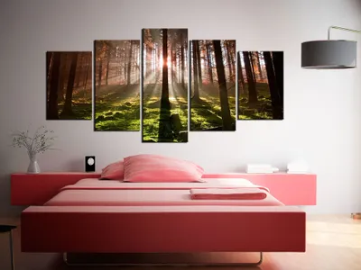 Produktbild von Akustikbild Landschaft 200x100 cm Bilder Akustikschaum Hochleistungsschallabsorber Schallschutz Leinwand 5 tlg Wandbild Raumakustik Schalldämmung 030213-33