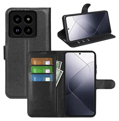 Obrázek produktu pro Pro Xiaomi 14 Pro Smart mobilní telefon pouzdro černé pouzdro umělá kůže kryt pouzdro kniha