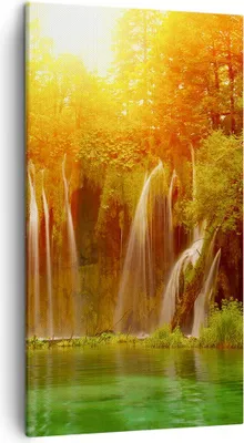 Produktbild von Bild auf Leinwand - Leinwandbild - Kroatien nationalpark wasserfall - 45x80cm - Wand Bild - Wanddeko - Leinwanddruck - Bilder - Kunstdruck - Wanddekoration - Leinwand bilder - Wandkunst - PA45x80-2228