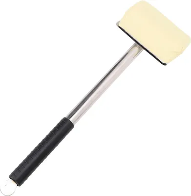Immagine prodotto di Spazzola per griglia in acciaio inossidabile - Spazzola per barbecue - Per la pulizia della griglia - Testina di pulizia sostituibile - 12 x 43 cm - Argento