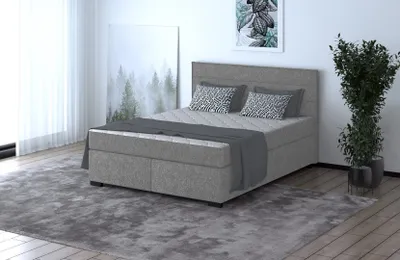 Produktbild von Boxspringbett - MAURO 140x200cm Bett mit Stauraum Schlafzimmer Ehebett (Light Grey - Matana 03)
