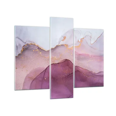 Produktbild von Bilder auf glas - 3 Teile - Marmor Pink Violett - 95x80cm - Glasbilder - Wandbilder - Bilder - zum Aufhängen bereit - Wanddekoration aus Glas - Glas Bilder - Wandbild auf Glas - GCB95x80-4668