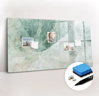 Produktbild von Magnetpinnwand Memoboard - Zubehörsatz - Schwarzer Marker + Schwamm + Magnete - 120 x 60 cm - Marmoroberfläche