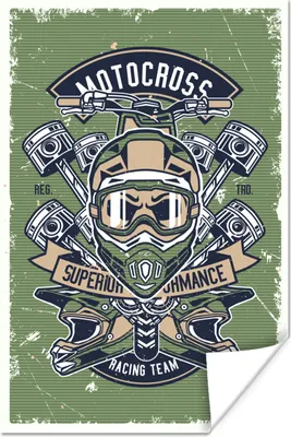 Produktbild von MuchoWow® Poster Mancave - Motor - Helm - Retro 120x180 cm - Kunstposter