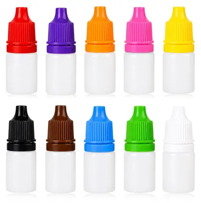 Quetschflaschen 5 ml, 10 Stück, Kunststoff, mit Deckel