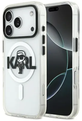 Immagine prodotto di Custodia per iPhone 17 Pro, logo Karl Lagerfeld IML Karl Sketch con MagSafe, trasparente