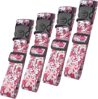 Imagen del producto de Correas ajustables para maletas, juego de 4 unidades, color rosa, para viajes