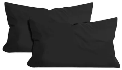 Productafbeelding van Set van 2 kussenslopen van katoen – jersey – zwart, ongeveer 40 x 60 cm