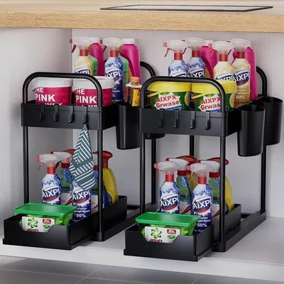 Produktbild von Famanu Küchenorganizer 2 Etagen unter der Spüle - Schwarz