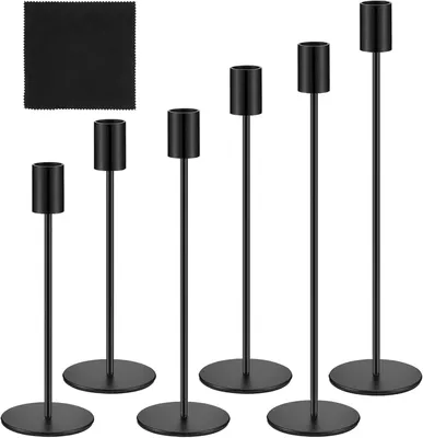 Imagen del producto de Juego de 6 candelabros, soporte para velas , 3 tipos de soportes para velas tipo estaca con diferentes alturas