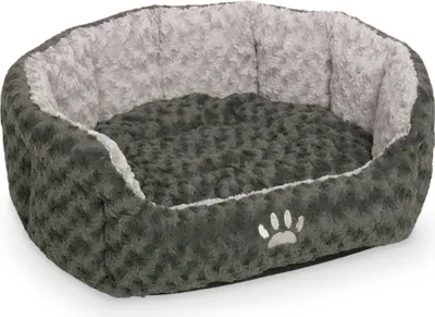 Produktbild von Ovales Hundebett "Seoli" 65x57x22cm grau/weiß