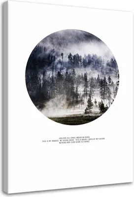 Produktbild von Leinwandbild wald im nebel 40x60 cm Feeby grau wandbild bereit zum aufhängen