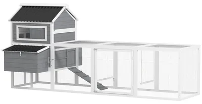 Obrázek produktu pro Kurník, odolné materiály, praktický design, světle šedá barva, 315,5 x 150,5 x 140,5 cm