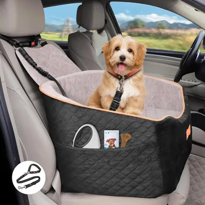 Immagine prodotto di Copertura per sedile auto per cani di piccola e media taglia, regolabile in altezza, rimovibile e lavabile, con cintura di sicurezza