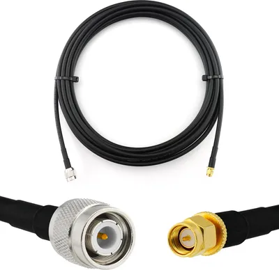 Image de 5m TNC mâle vers SMA mâle Câble coaxial - TNC Câble d'extension SMA HF-240 (équivalent LMR 240) 5 mètres de câble cavalier (50 ohms) - Noir Câble d'antenne pour HAM Radio CB Radio WIFI Antenne