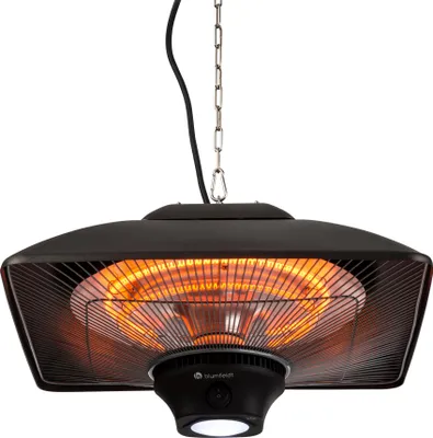 Produktbild von Blumfeldt Heizstrahler für die Terrasse, Infrarot Heizstrahler Elektrisch, IP24 Infrarot-Heizstrahler für den Wintergarten & Aussenbereich, 2 Temperatur Terrassenheizstrahler mit Fernbedienung & LED