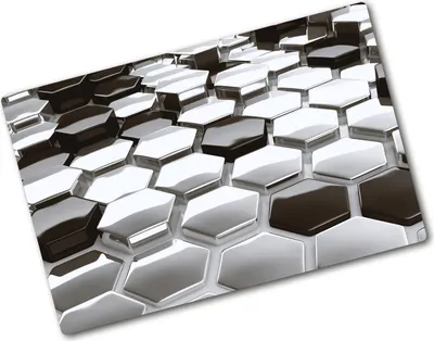 Produktbild von Tulup Glas Herdabdeckplatte - 80x52 cm - Glaskeramikkochfeld-Abdeckung Spritzschutz Glasabdeckplatte - Einteilig - Kunst: Modern & Klassisch - 3D-Abstraktion - Silber