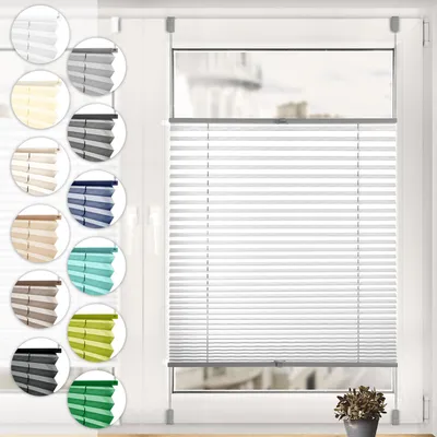 Produktbild von Sonello Plissee Klemmfix ohne Bohren 30cm x 120cm Grau Faltrollo Plisseerollo Jalousie für Tür & Fenster Blickdicht Sichtschutz Sonnenschutz Fertifplissee Rollo