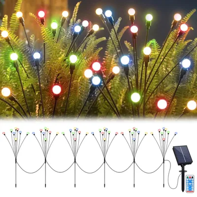 Solar-Gartenleuchten, 6 Stück, 8 LEDs, 8 Modi, wasserdicht