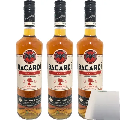 Produktbild von Bacardi Spiced 35% 3er Pack (3x700ml Flasche) + usy Block