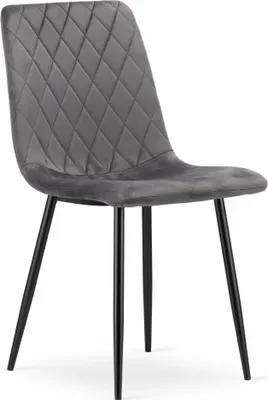 Image de Chaise de salle à manger Chaise de salon avec assise en velours avec pieds métalliques noirs, pour le salon, le bureau, la chambre ou la salle à manger, gris 1 chaise