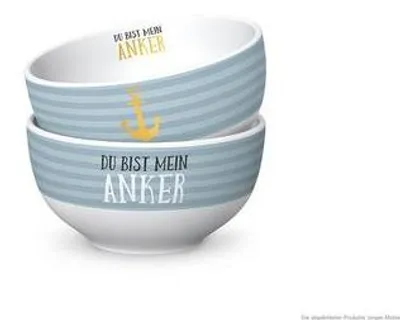 Produktbild von Müslischale DU BIST MEIN ANKER blau gestreift D. 13cm Maritim Geschenk für Dich