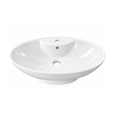 Immagine prodotto di VBChome - Lavabo da appoggio, 66 x 44 x 21 cm, grande, dal design moderno, in Vetroceramica bianca, forma ovale, ideale per bagni per ospiti