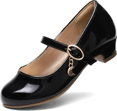 Produktbild von DREAM PAIRS Ballerinas Mädchen Mary Jane Flache Schuhe Ballerinas Prinzessin Schuhe Kommunionschuhe Schulschuhe SCHWARZ/PAT 35 KFL219