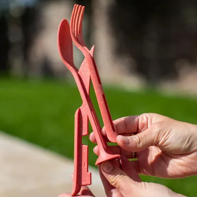 3-teiliges Besteckset KLIKK ZAK, Koraal, Kunststoff, 17 cm