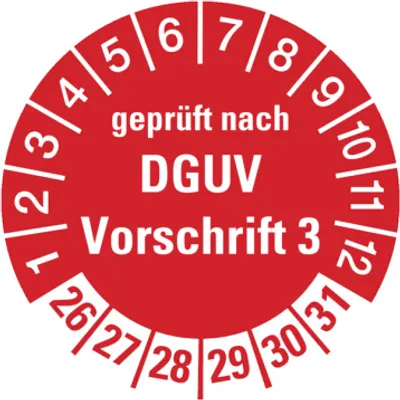 Produktbild von Dreifke® Aufkleber Prüfplakette,  nach DGUV Vorschrift 3, rot/weiß, Ø ...