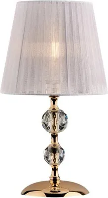 Image de Ruben Lampe De Table 1 Lumière En Fer Doré Et Cristal Avec Abat-Jour H.36 D.20 Bl267-Lt-Or