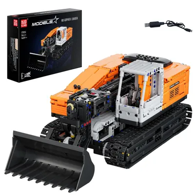 Zdjęcie produktu dla Mould King 17054 Technik – Sterowany zdalnie buldozer, klocki konstrukcyjne, ładowarka, elementy do piaskownicy, zestaw do modelarstwa z silnikiem, dla dorosłych (14+), (1423 elementy)