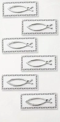 Produktbild von Kommunion Konfirmation Sticker Fisch silber