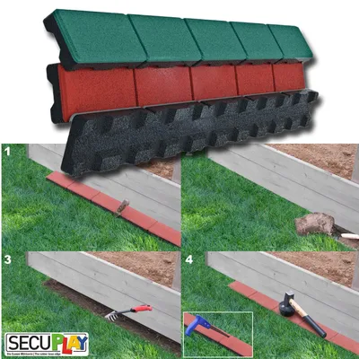 Produktbild von Mähkante Rasenkante Gummi Steine Beeteinfassung 100x10x3,6cm grün