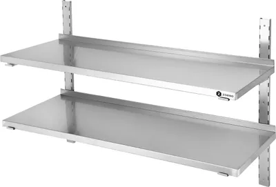 Produktbild von ZORRO Wandbord ZWBD 60/40 | Edelstahl Wandregal | 600x400x700 mm | 2 Böden | Gastro Wandmontage
