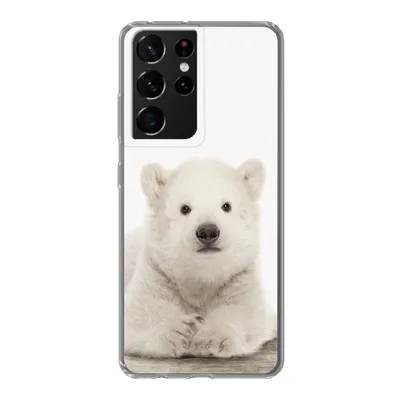 Produktbild von MuchoWow® Handyhülle Schutzhülle Hülle für Samsung Galaxy S21 Ultra Eisbär - Tiere - Kinder - Weiß - Jungen - Mädchen Silikon Softcase Handy Hülle - Mobiltelefon