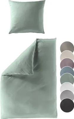 Produktbild von liebling - Satin Bettwäsche, grün, 1 x Bettbezug 155 x 220 cm + 1 x Kissenbezug 80 x 80 aus 100% seidig weicher Baumwolle