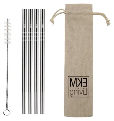 Produktbild von ASA Brotteller mit Fahne ATABLE Ø 18 cm - Vorteilsset mit 4 Stück und 4 Edelstahl-Strohhalmen