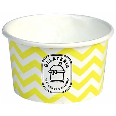 Produktbild von 100x Eisbecher aus Papier Zick Zack Motiv gelb 125 ml 4oz