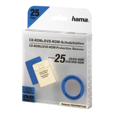 Produktbild von Hama CD/DVD Protective Sleeves, Pack of 25, 135 x 185 x 20 mm, Transparent
