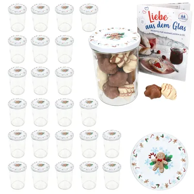 Produktbild von 25er Set Sturzglas 435ml Einmachglas + TO-Deckel 82 Candyman eisblau + Heft