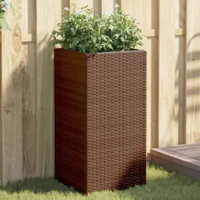 Produktbild von Möbel Pflanzkübel Braun 40x40x80 cm Poly Rattan - Beete 366414