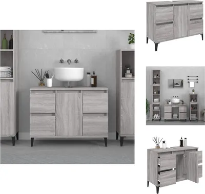 Image de vidaXL Meuble sous-lavabo Gris Sonoma 80x33x60 cm Bois composite - Vasques de salle de bains