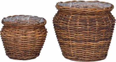 Imagen del producto de Cesta para Plantas 2 uds. Madera Natural Ratán Kubu