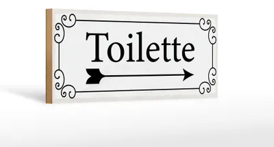 Produktbild von Holzschild Hinweis 27x10 cm Toilette Pfeil rechts Deko Schild