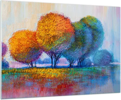 Produktbild von Bilder auf glas - Bäume Wiese Sommer - 100x70cm - Glasbilder - Wandbilder - Kunstdruck - zum Aufhängen bereit - Wanddekoration aus Glas - Glas Bilder - Wandbild auf Glas - Einteilig - GAA100x70-4094